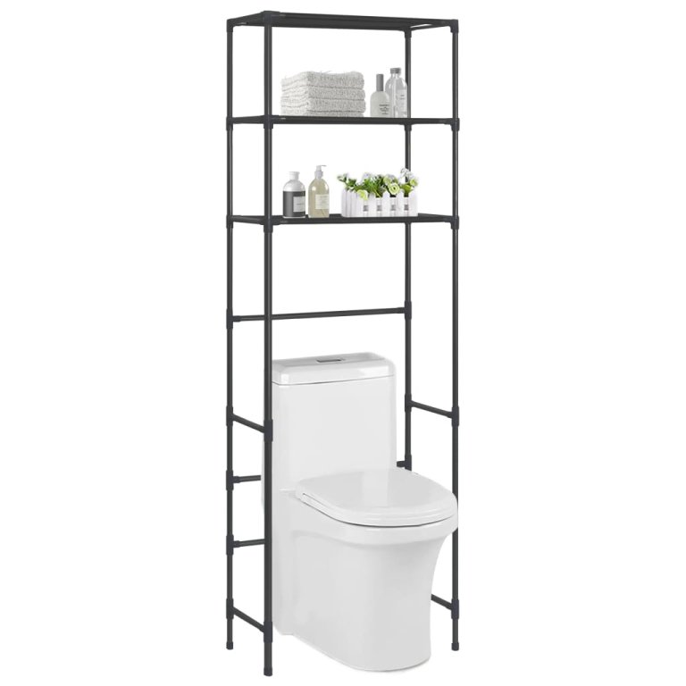 3 szintes fekete WC feletti tárolóállvány 53 x 28 x 169 cm