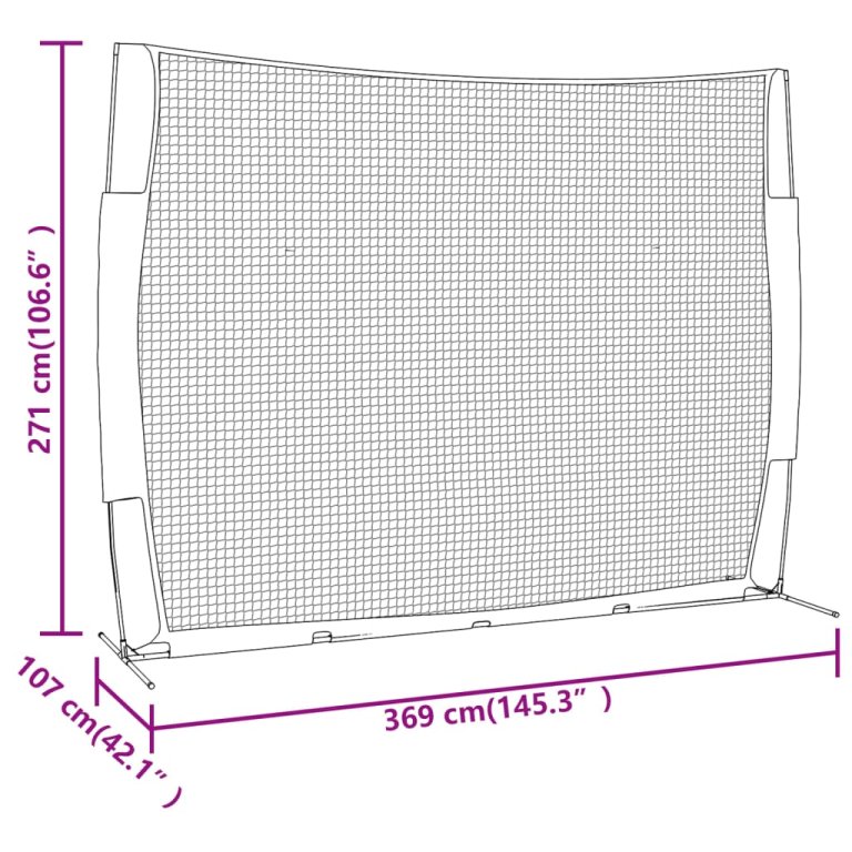 piros és fekete acél és poliészter baseballháló 369x107x271 cm