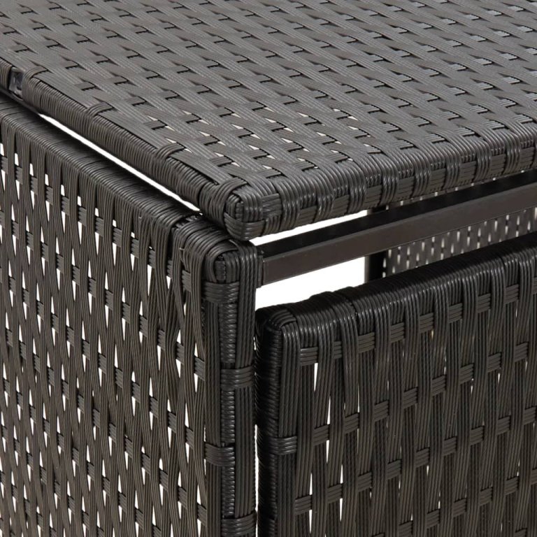 fekete polyrattan hármas kerekeskuka tárolófészer 207x80x117 cm