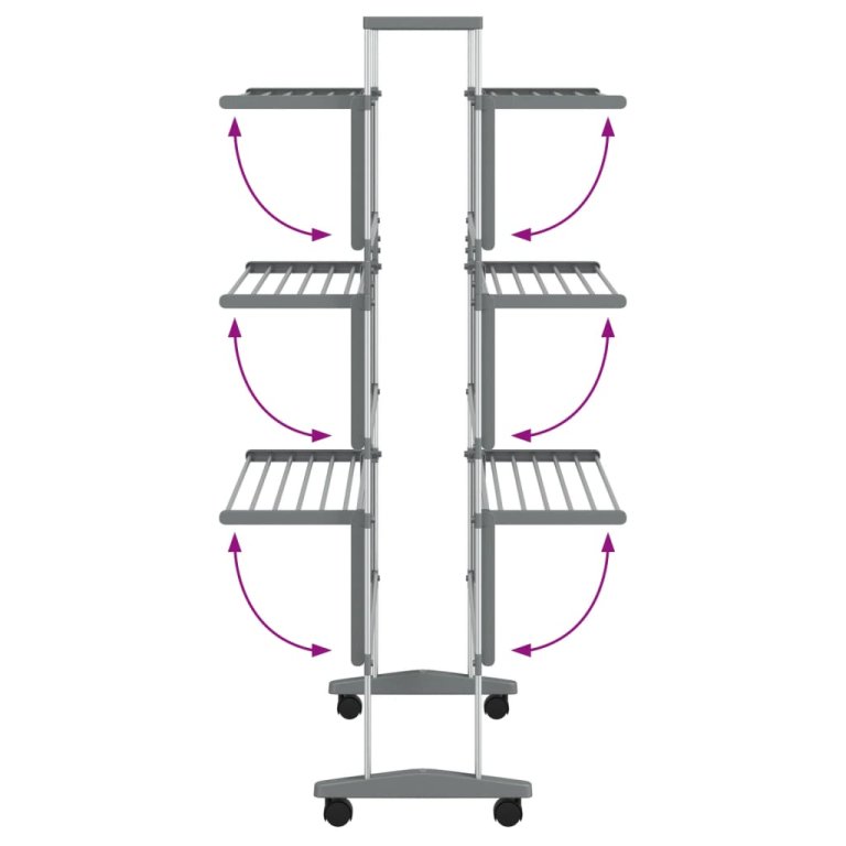 alumínium ruhaszárító állvány kerekekkel 89 x 64 x 129 cm