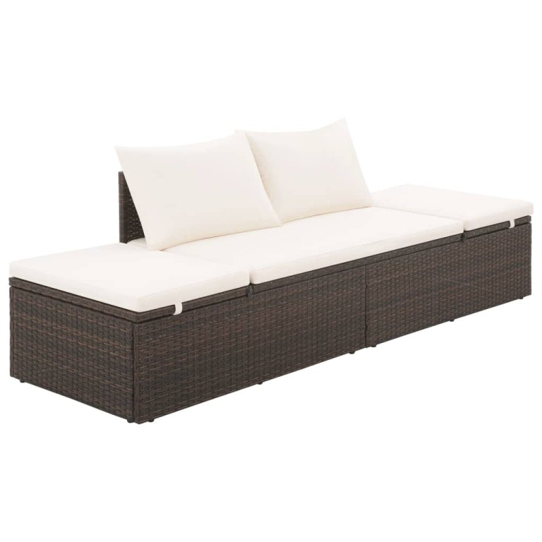 barna polyrattan kerti ágy 195 x 60 cm