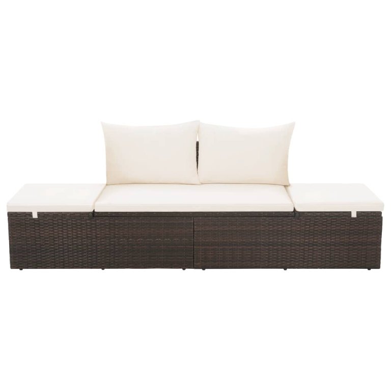 barna polyrattan kerti ágy 195 x 60 cm