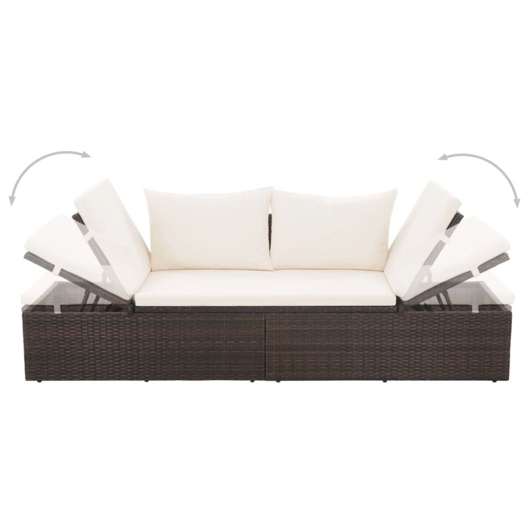 barna polyrattan kerti ágy 195 x 60 cm