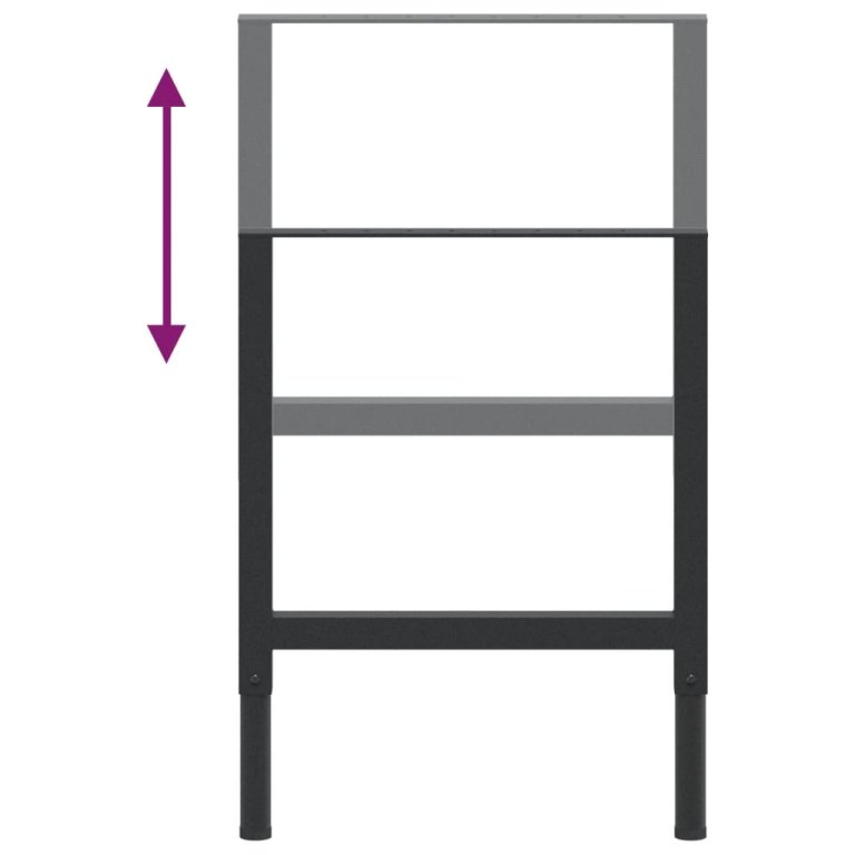 2 db fekete állítható fém munkapadváz 55 x (69-95,5) cm