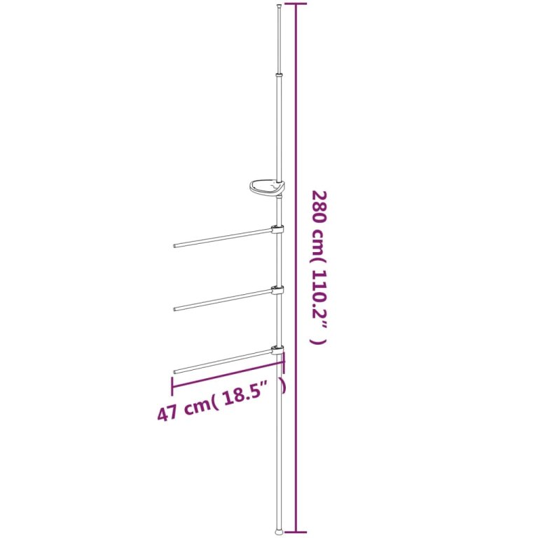 alumínium törülközőtartó 47 x 280 cm