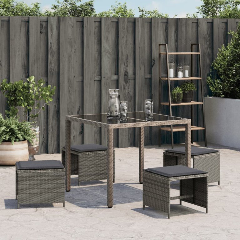 4 db szürke polyrattan kerti szék párnával 41 x 41 x 36 cm