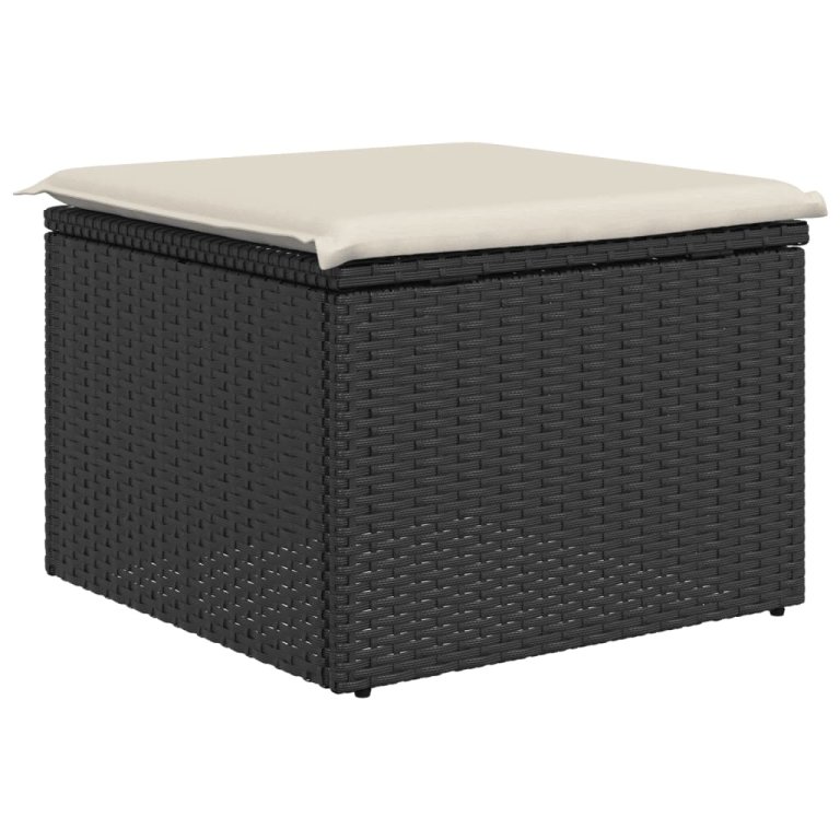 fekete polyrattan kerti szék párnával 55 x 55 x 37 cm