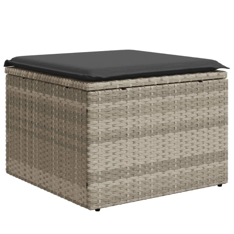 világosszürke polyrattan kerti szék párnával 55 x 55 x 37 cm