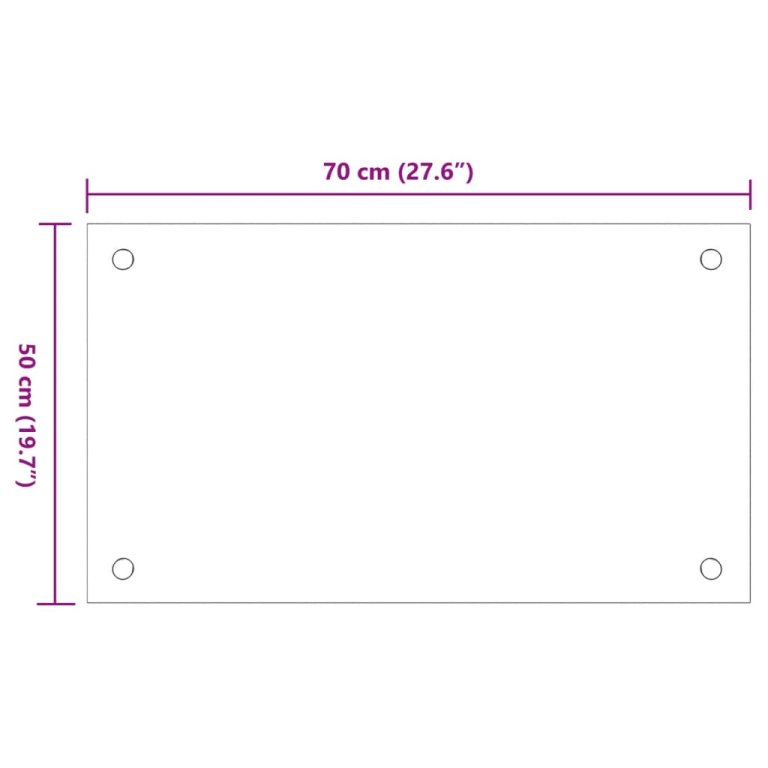 2 db fehér edzett üveg konyhai falburkoló 70 x 50 cm