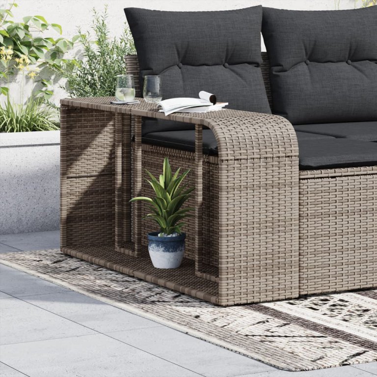 2 db szürke polyrattan tárolópolc