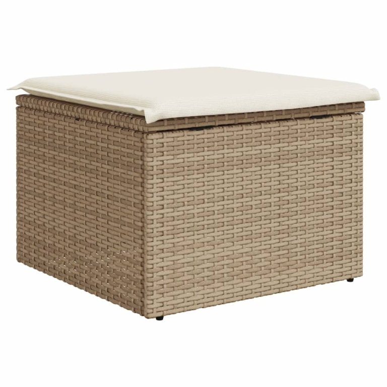 bézs polyrattan kerti szék párnával 55 x 55 x 37 cm